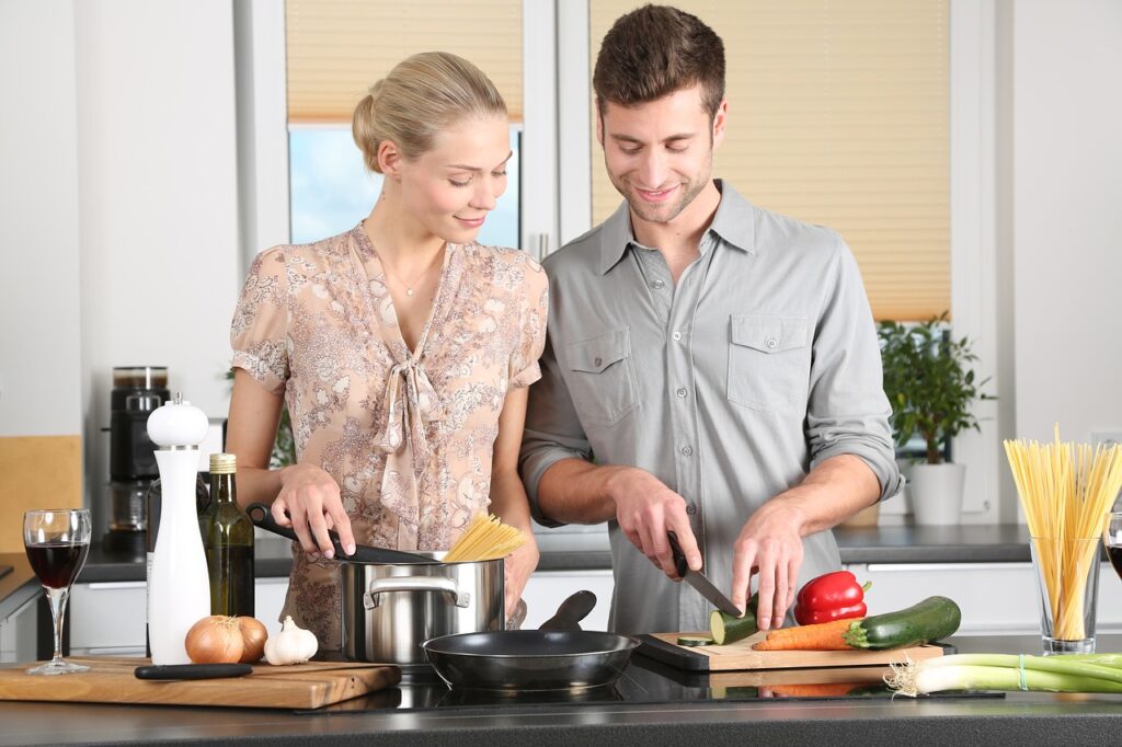 woman, man, kitchen, food preparation, couple, relationship, together, cooking, pair, cutting, chopping, everyday life, blonde, cutting board, vegetables, happy couple, stove, cook, knife, noodles, kitchen, kitchen, kitchen, kitchen, couple, couple, cooking, cooking, cooking, cooking, cooking, cook