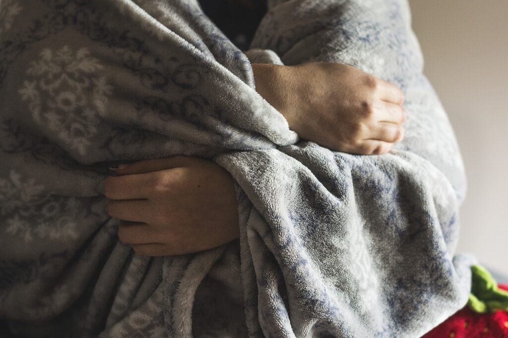cold, frost, winter, illness, blanket, hands, hug, not cold, man, sit, gray, illness, blanket, blanket, blanket, blanket, blanket