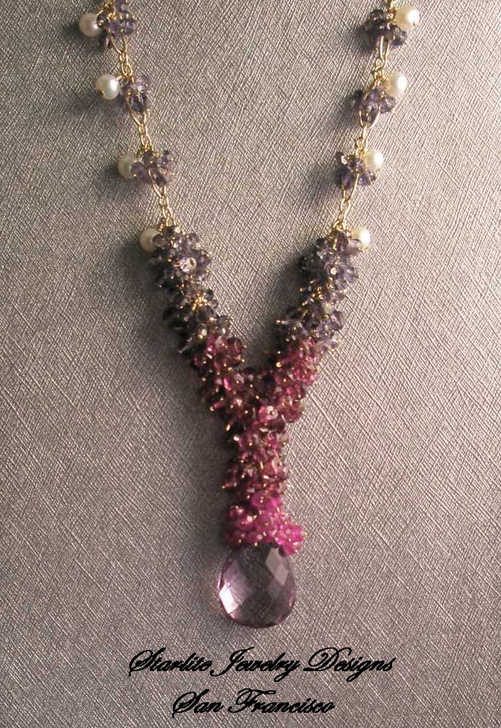 Starlite Jewelry Designs ~ Briolette Necklace ~ Rose de France ~ San Francisco Jewelry Designer ~ Jewelry Fashion Designer