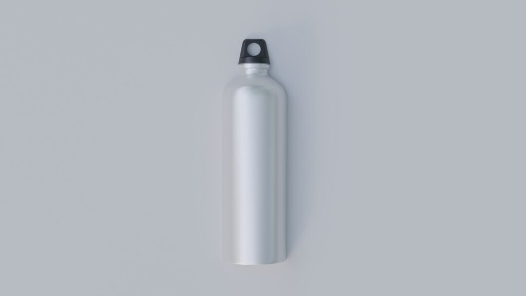 a white bottle with a black cap