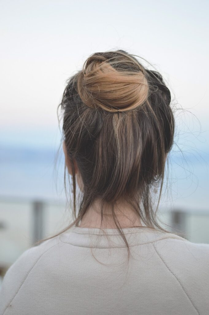 hair, people, woman, bun, tie, messy, earrings, bun, bun, bun, bun, bun, messy