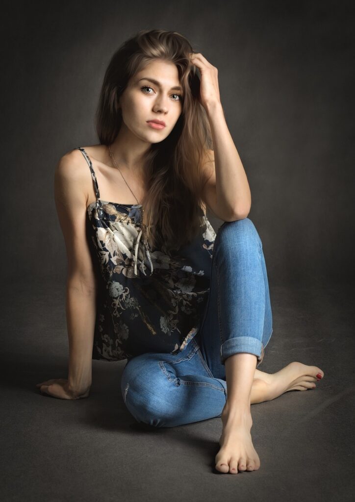 girl, woman, portrait, young, beautiful, face, studio, romantic, hair, artistic, look, bosa, jeans, jeans, jeans, jeans, jeans, jeans