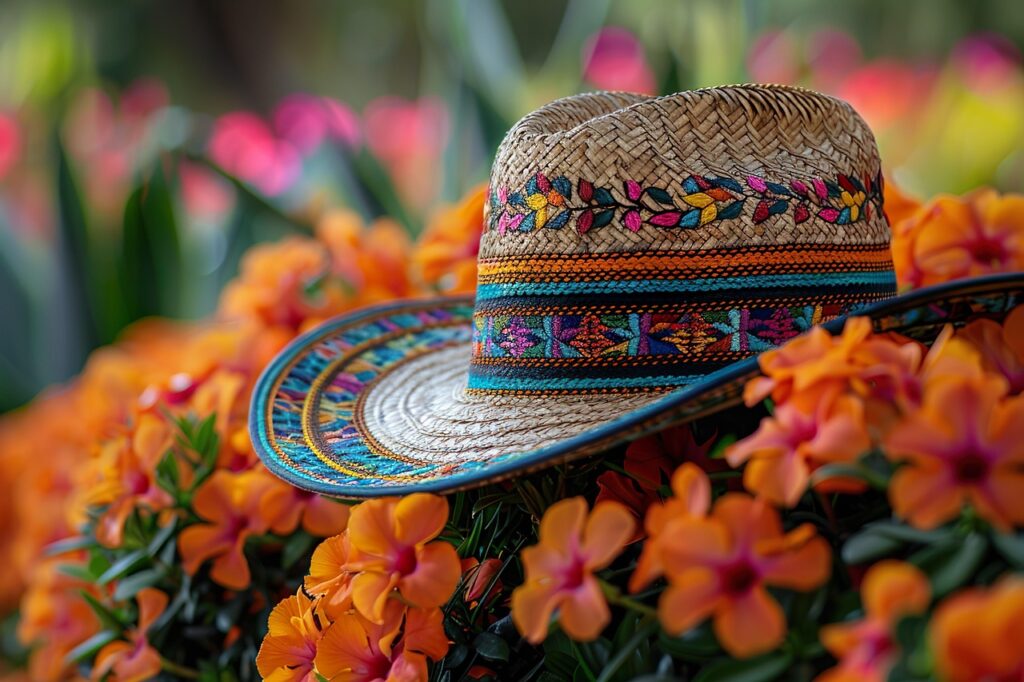 ai generated, sombrero, hat, floral sombrero, mexico, mexican, spanish, cactus, clothing