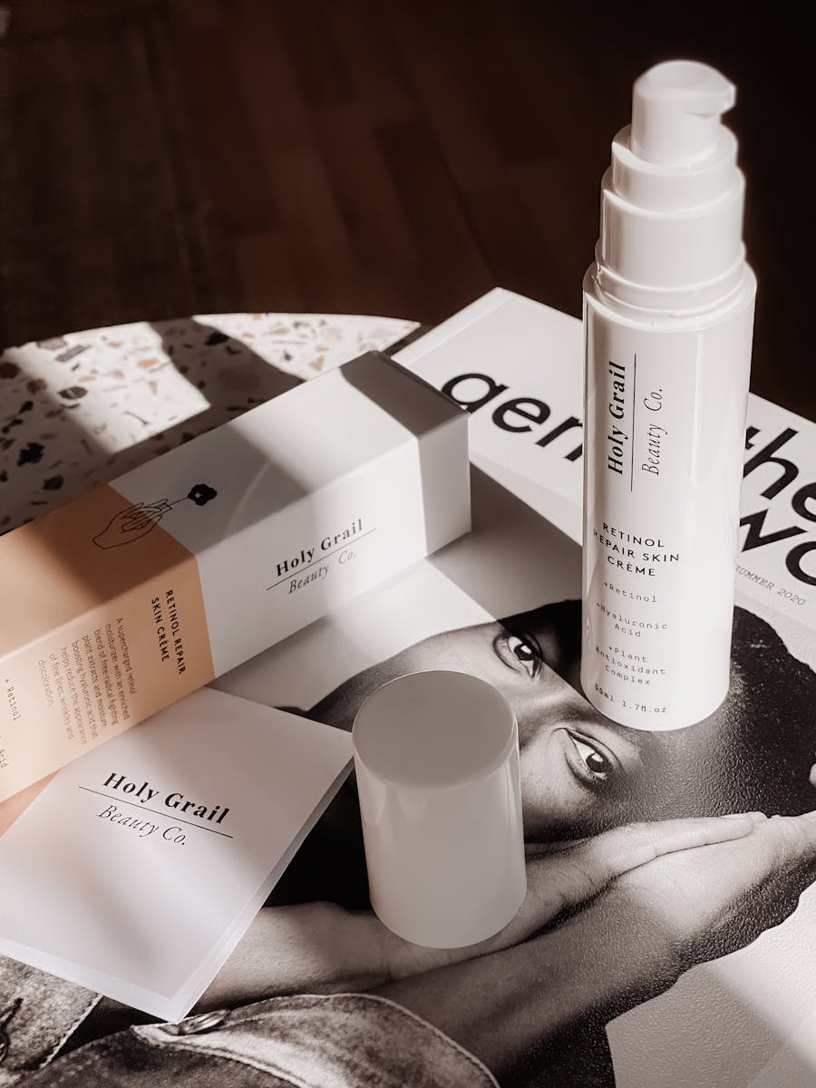 Aesthetic arrangement of skincare items in natural light, ideal for beauty concepts.