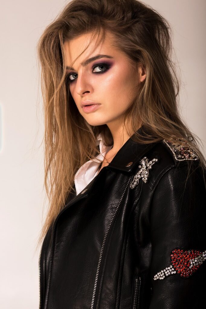 fashion, charm, woman, portrait, model, style, young woman, young, elegant, one, adult, brunette, person, cute, people, hair, hippie, rock, leather jacket, jacket, leather, long, makeup, bright, musician, black, sight, mood, hippie, leather jacket, leather jacket, leather jacket, leather jacket, leather jacket