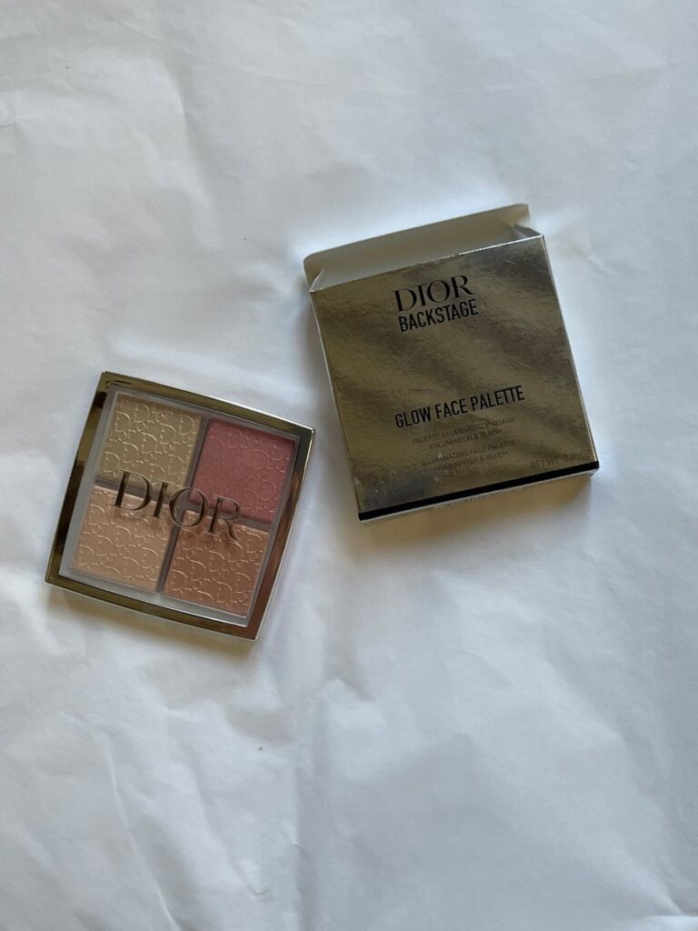 A Dior Backstage Glow Face Palette with box on a white surface.
