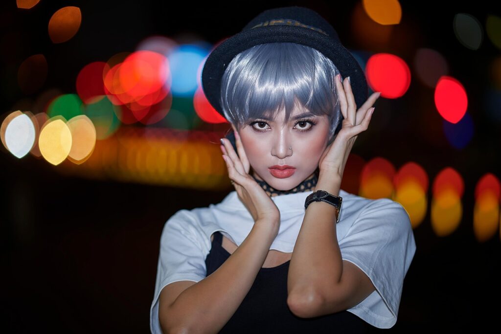 fashion, model, girl, portrait, woman, young, platinum hair, wig, beauty, beautiful, pretty, pose, vietnamese, bokeh, lights, wig, wig, wig, wig, wig