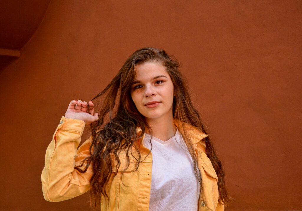 a person with long hair