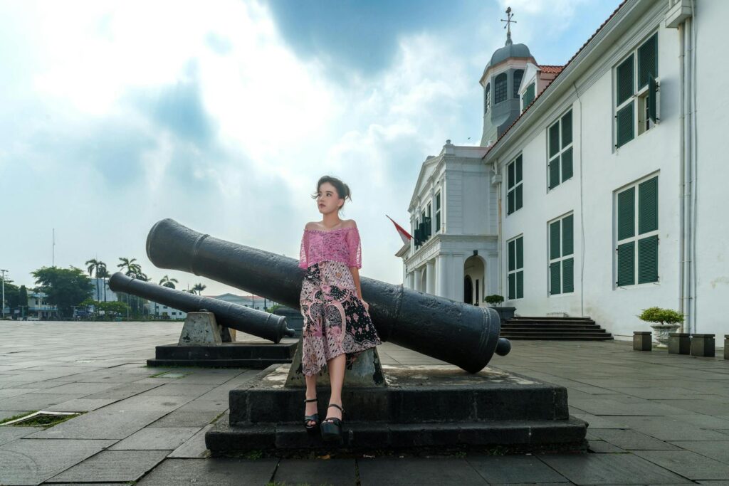 Girl with Kebaya dress on Old Cannon Heritage