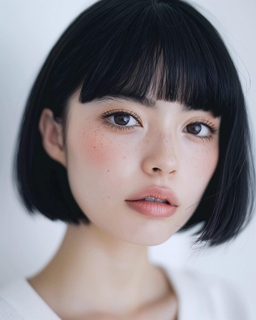 ai generated, woman, japanese, person, beauty, beautiful, cute, asian, black hair, hairstyle, short hair, bob hair, portrait