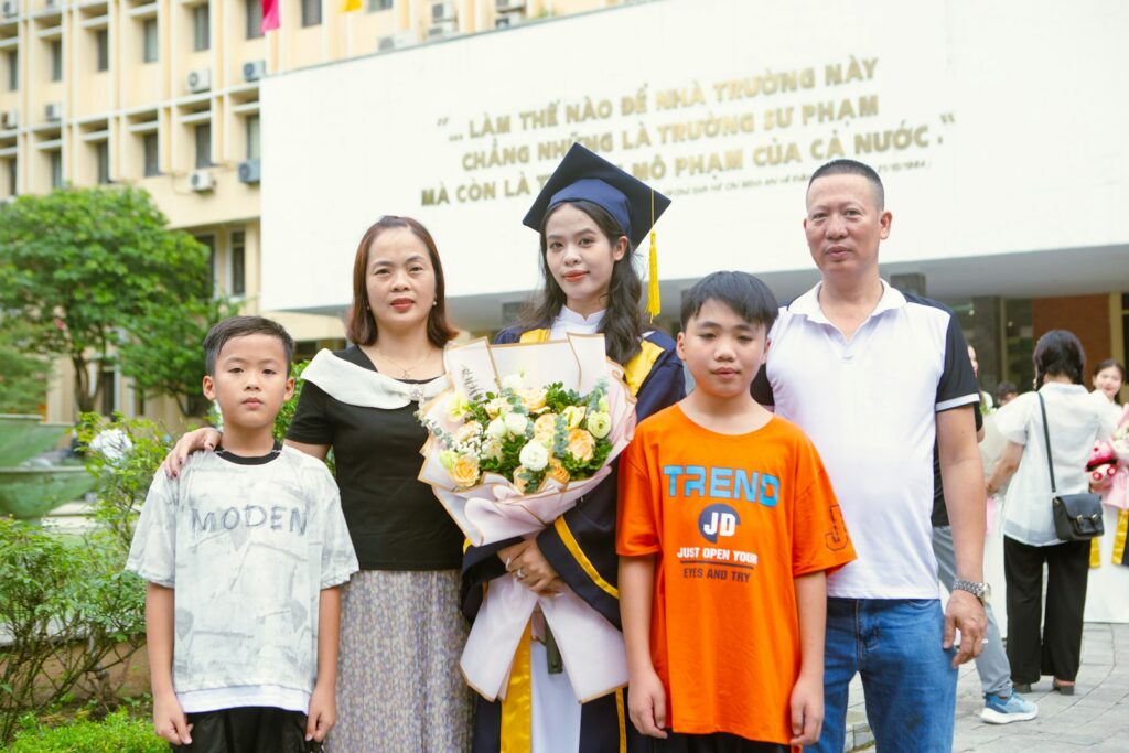 a group of people standing next to each other