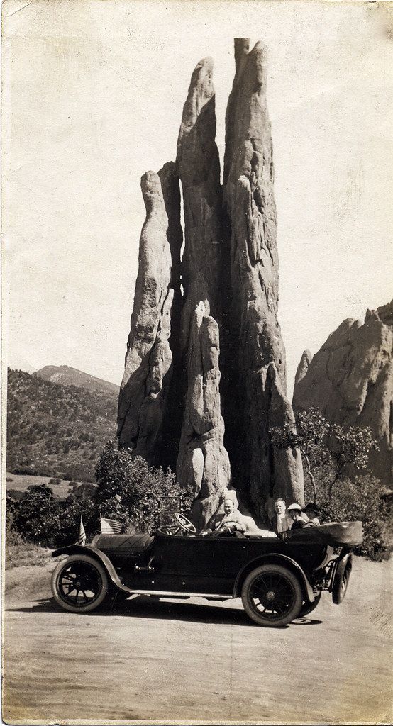 1915 Cadillac V-8 Type 51 at the Three Graces rock formation Colorado Springs