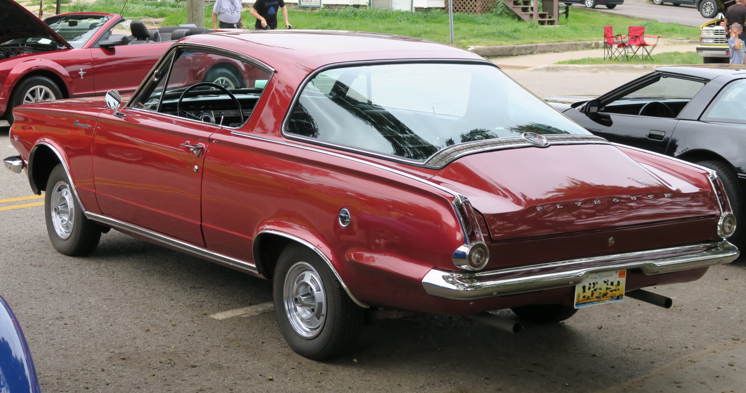1965 Plymouth Barracuda in Medium Red, Rear Left, 08-06-2022