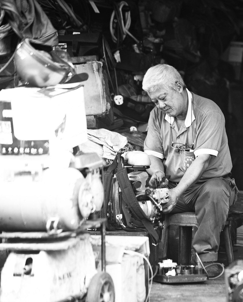 A car mechanic at work in Penang