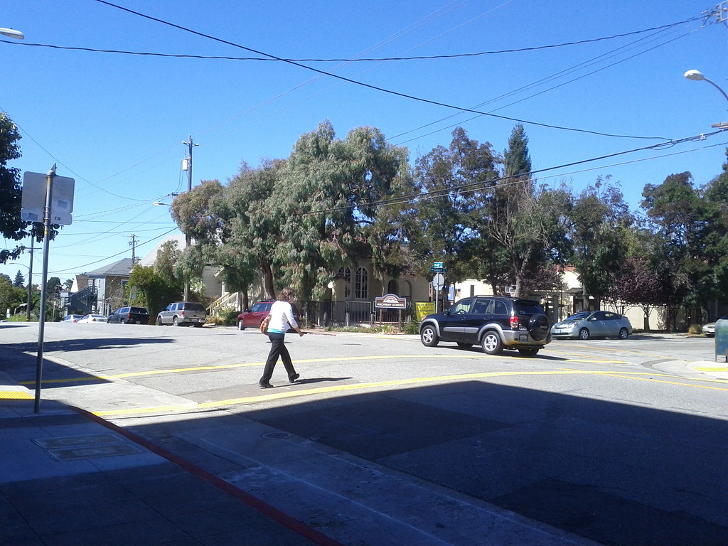 A marked crosswalk at 41st and Gilbert