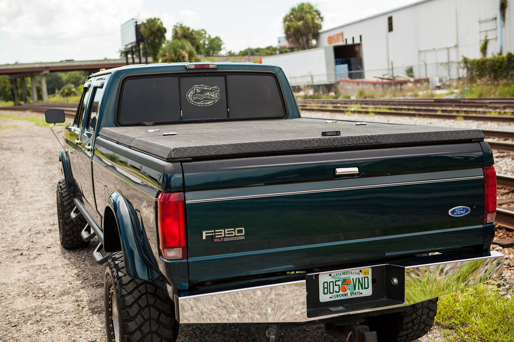 Black Diamond Plate Aluminum Tonneau Cover on 1997 F-350