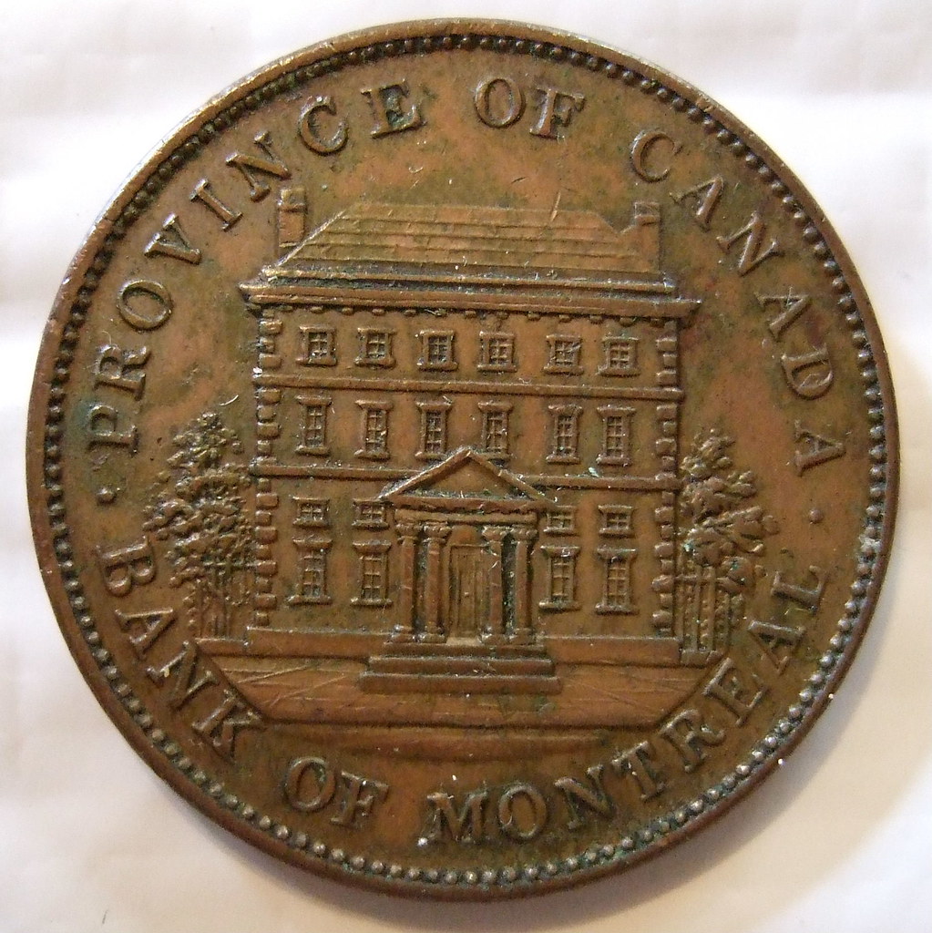 CANADA, QUEBEC, BANK OF MONTREAL 1842 ---ONE PENNY TOKEN a