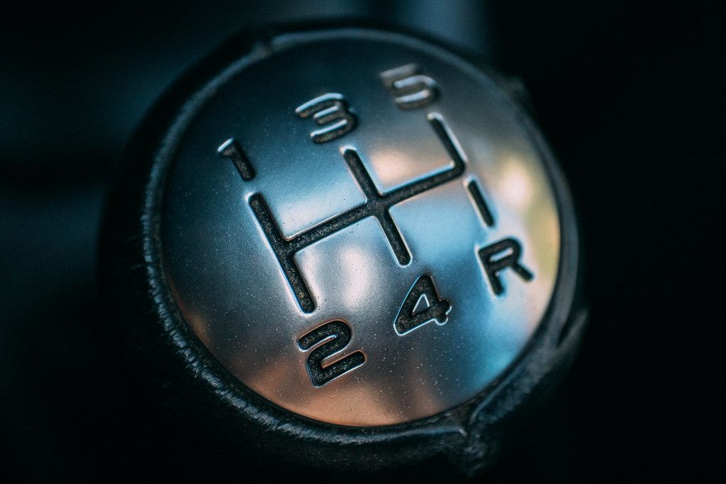 Car gear stick. Manual transmission