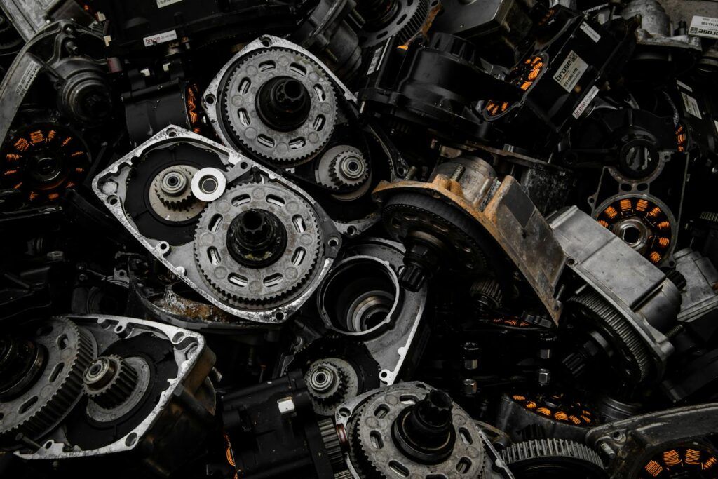 Detailed close-up of various machinery gear and mechanisms in an industrial setting.