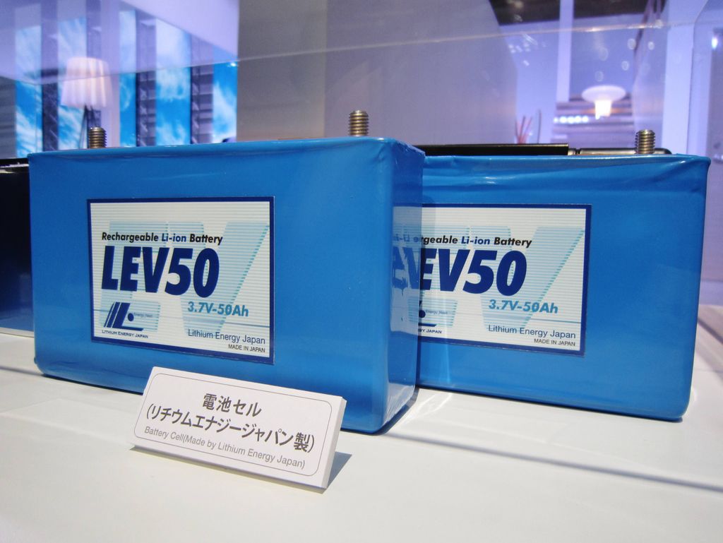 File:Lithium Energy Japan LEV50 Rechargeable Li-ion battery cell in Tokyo Motor Show 2011.jpg