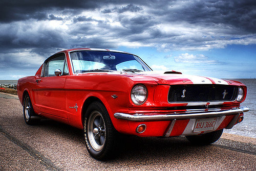 Ford Mustang on Felixstowe beach