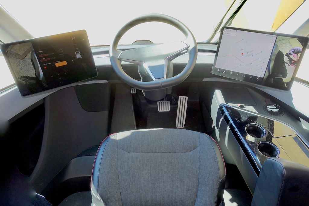 Inside the cab of the Tesla Semi