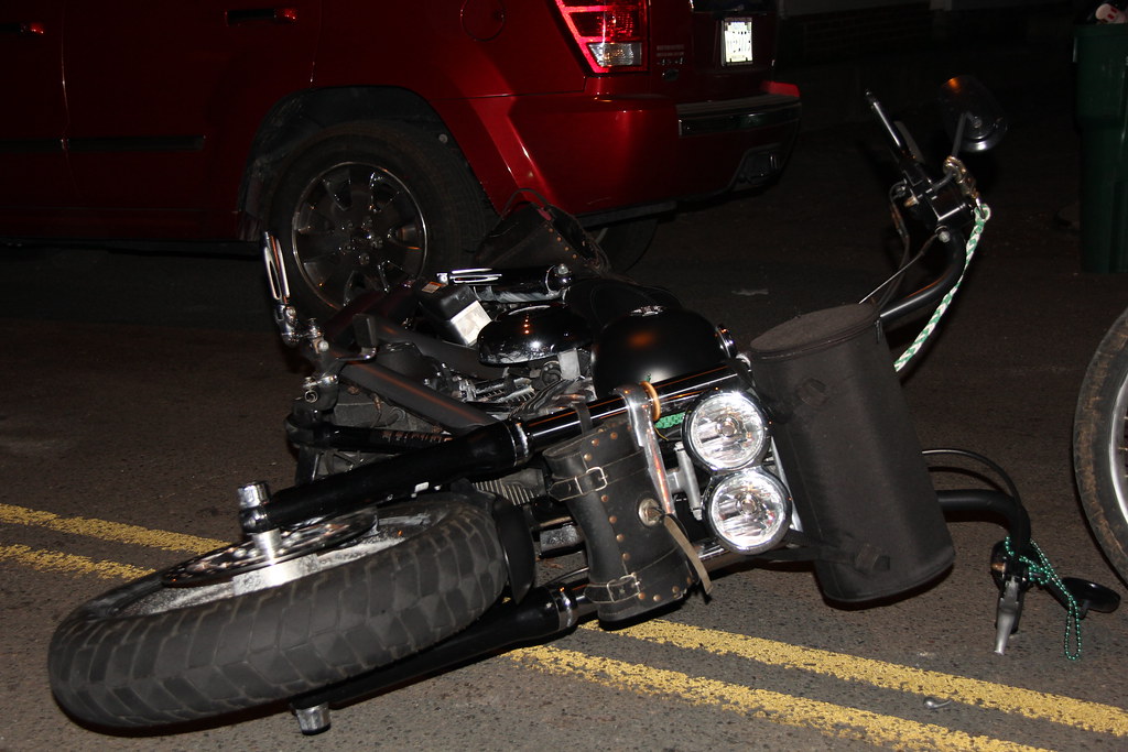 Jeep and Motorcycle Collision