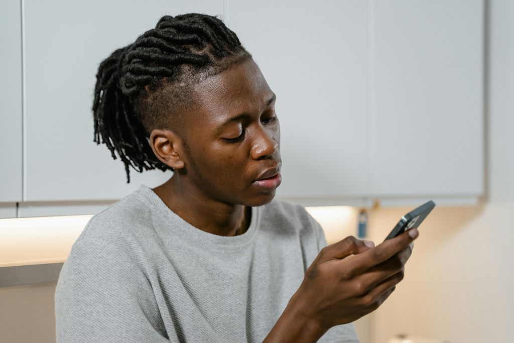 Gray checking phone