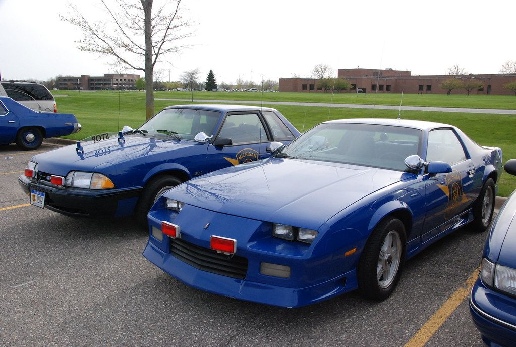 Michigan State Police cars -- 1991 Chevrolet Camaro and 1992 Ford Mustang 5.0