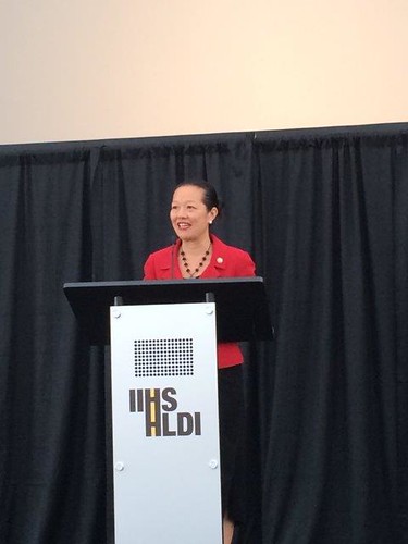 NTSB Vice Chairman Bella Dinh-Zarr gives remarks at Insurance Institute for Highway Safety dedication of their newly expanded Vehicle Research Center.