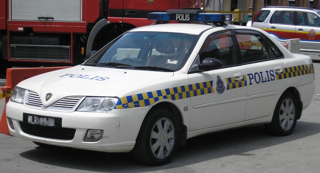 Proton Waja (Royal Malaysian Police patrol car) (first generation, first facelift) (front), Batu Caves