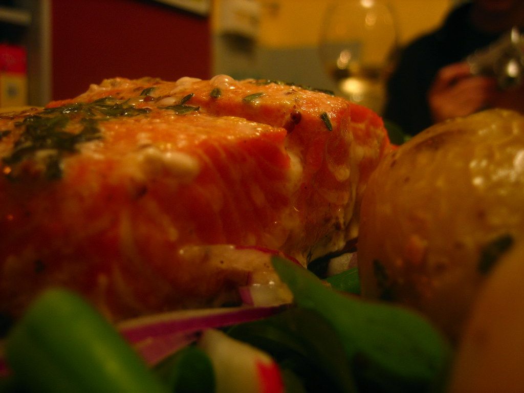 buttery sauce over salmon