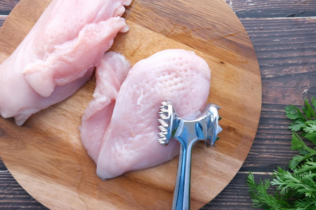 pounding chicken breasts