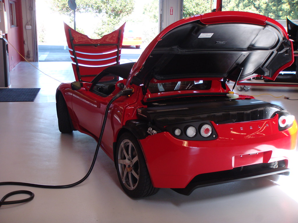 Tesla Roadster charging up