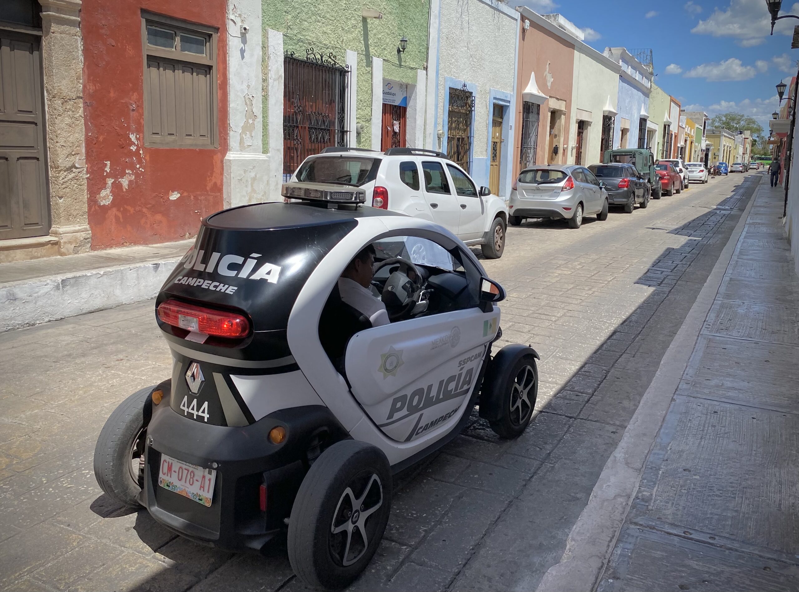 Tiny electric police car, Campeche, Mexico 2021