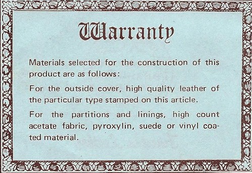 Vintage Wallet Insert: Leather Wallet Warranty