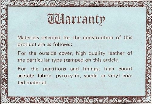 Vintage Wallet Insert: Leather Wallet Warranty