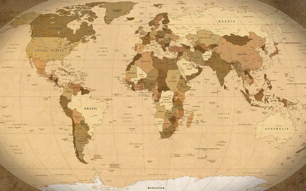 World Map Parchment wallpaper (1920x1200) - outdated, 2006 map