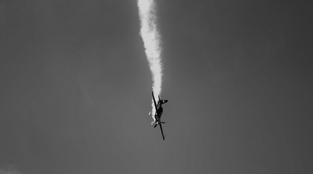 grayscale photo of airshow