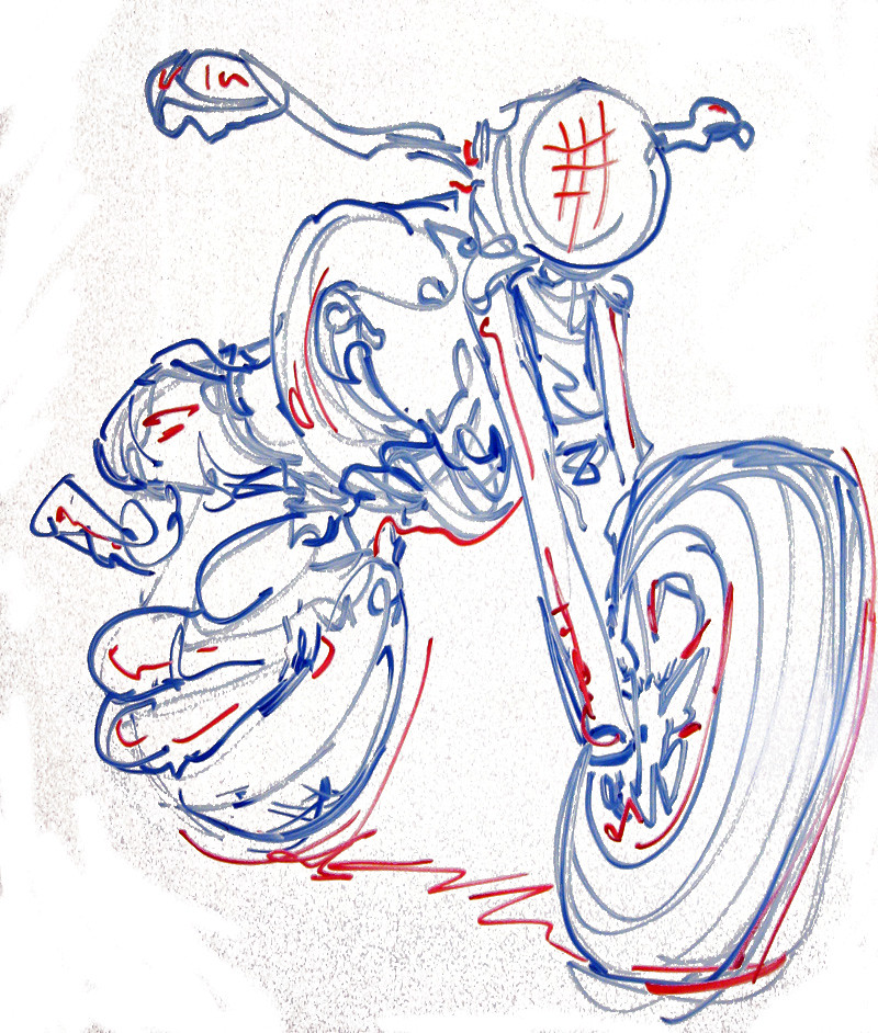 motorcycle - whiteboard illustration