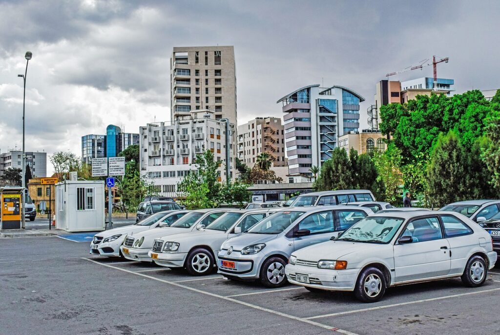 parking lot, cars, vehicles