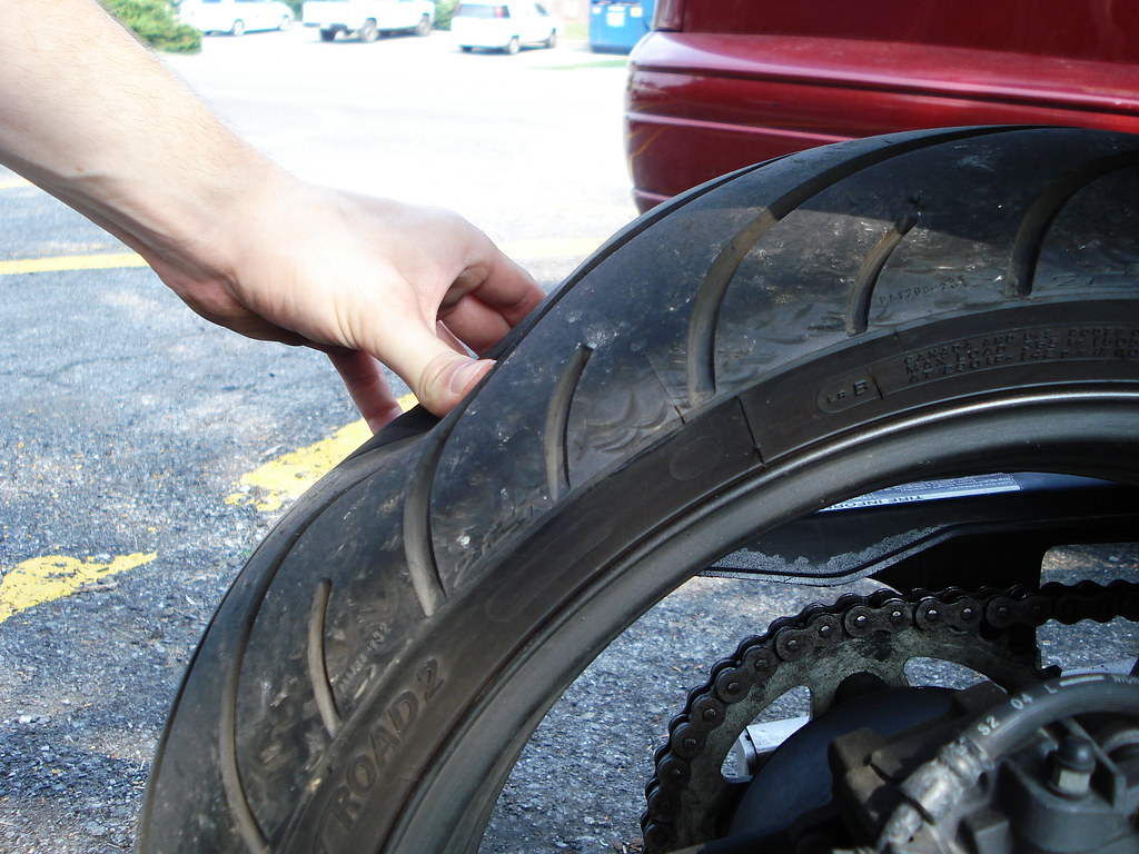 rear motorcycle flat tire