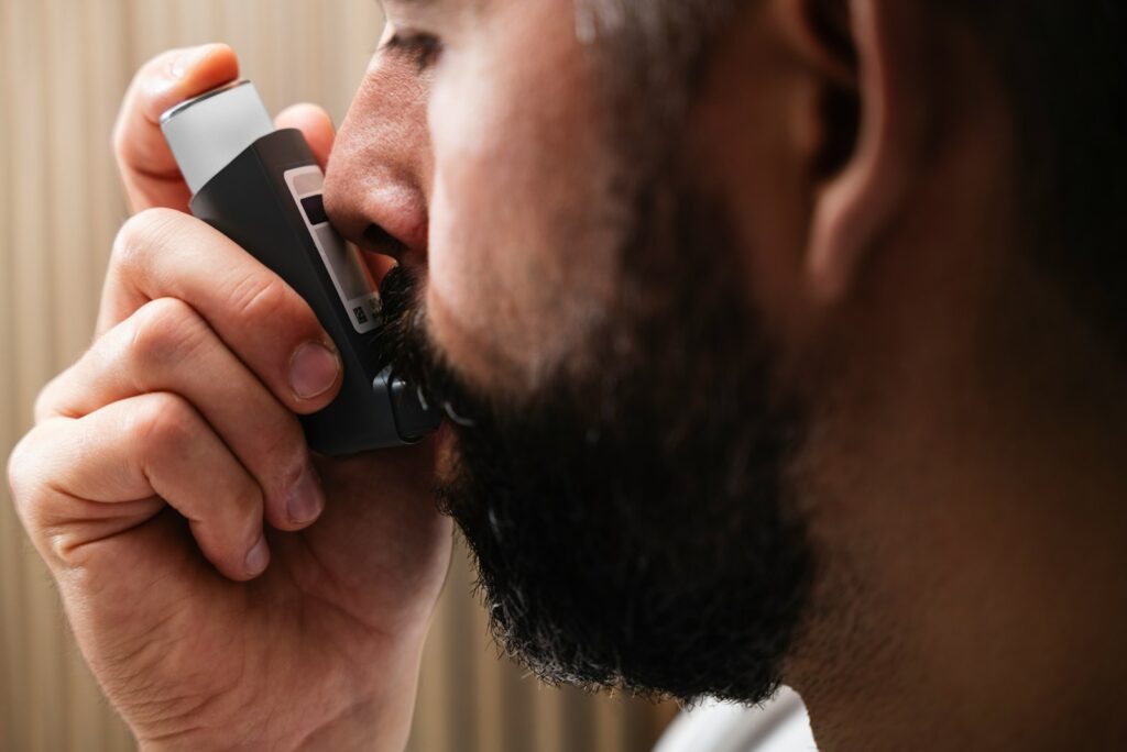 A man is talking on a cell phone