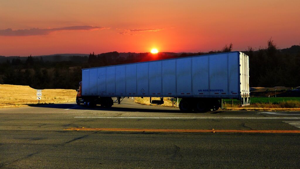 sunset, truck american, transport
