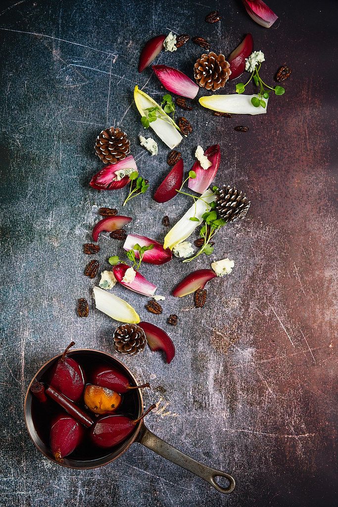 Grappa Poached Pears with Speck Ham: A Sweet & Savory Symphony
