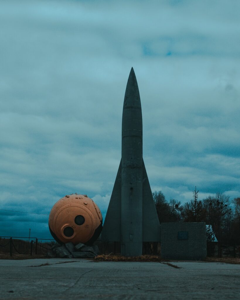 gray rocket on ground