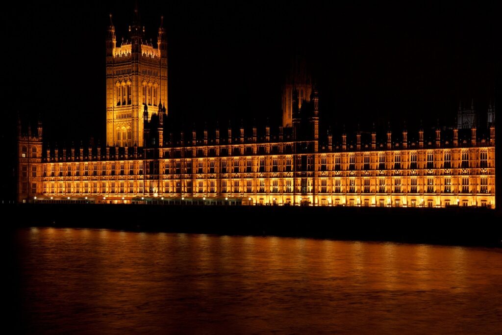 westminster palace, building, night