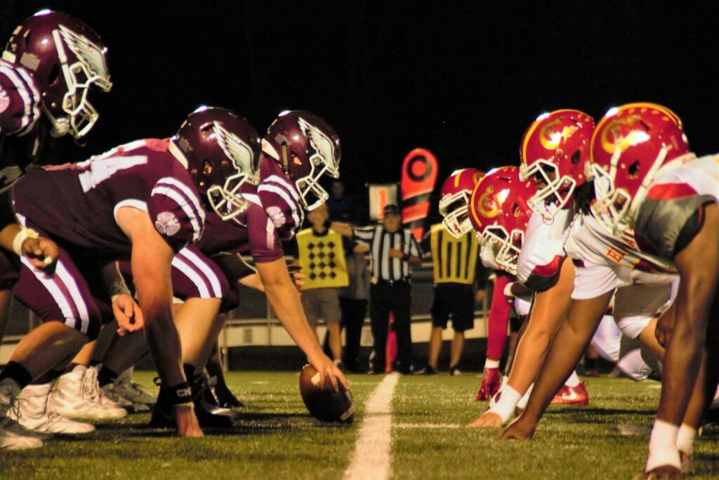 closeup photo of football players