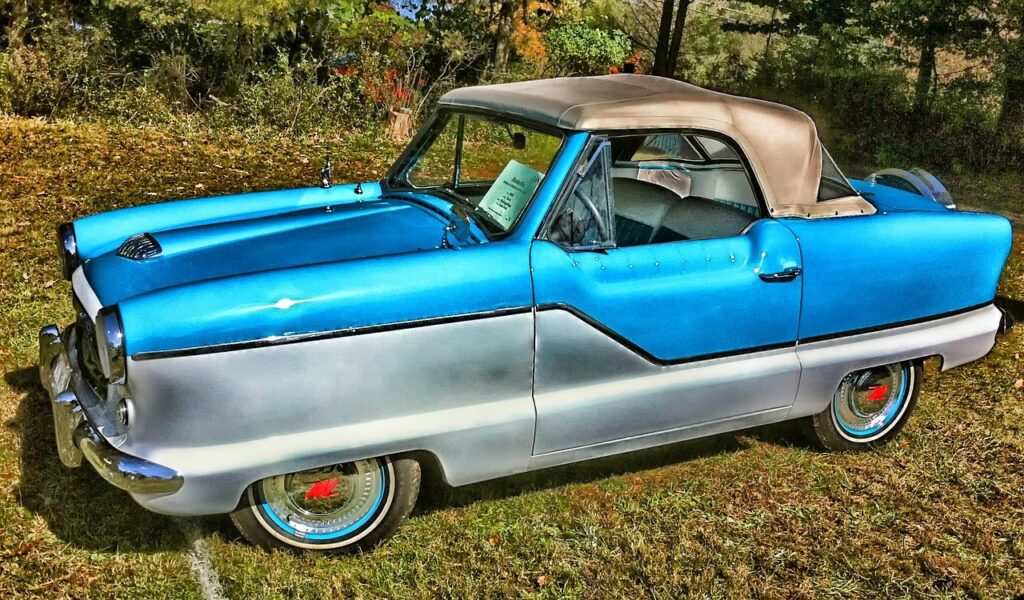 amc, 1961 metropolitan, convertible, car, auto, hdr, car wallpapers, classic, vintage, oldster, automobile, transportation