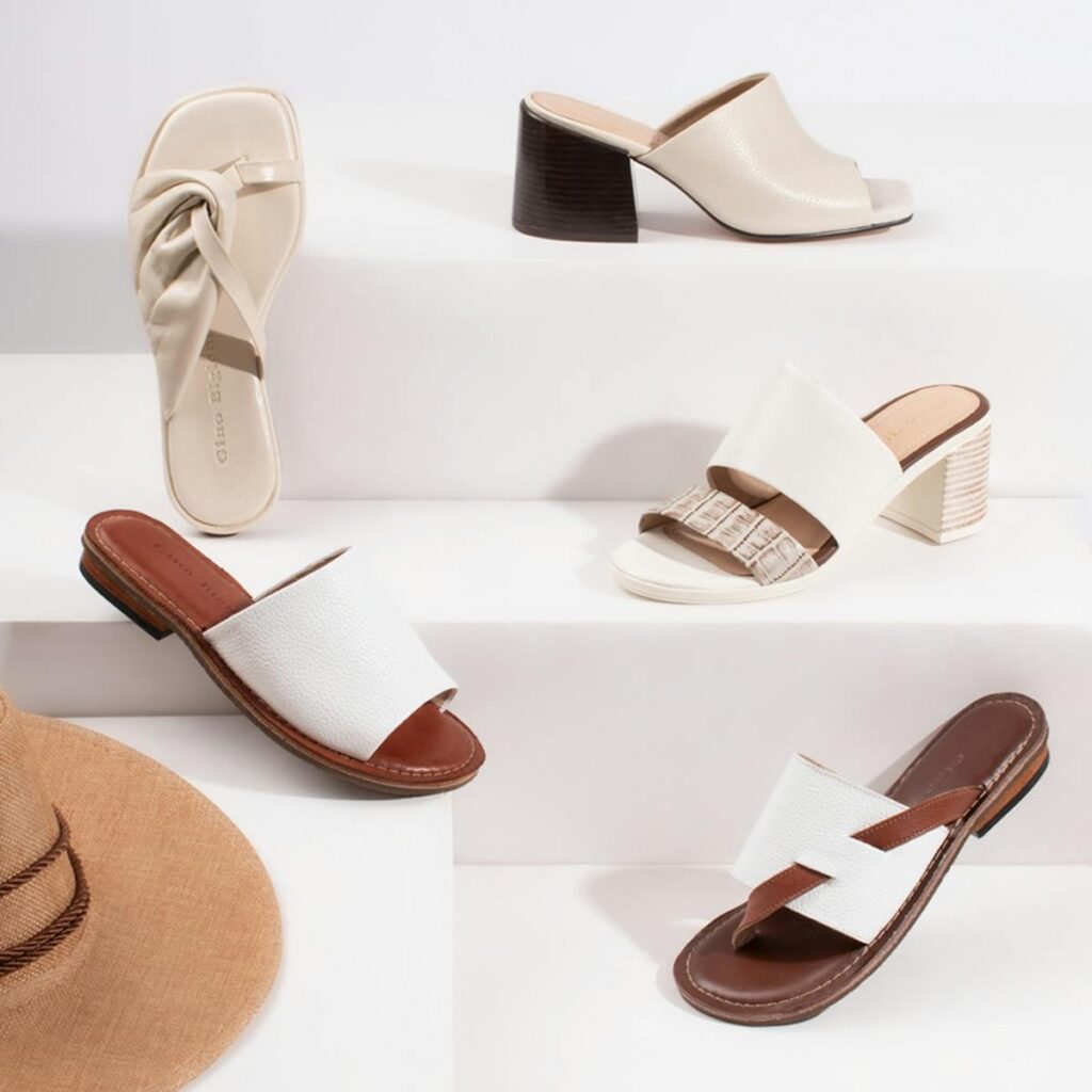 Stylish women's sandals collection showcased in a studio setup, perfect for summer fashion.